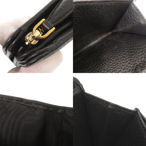 プラダ レザー ブラック 二つ折り財布 黒 0353【中古】PRADA