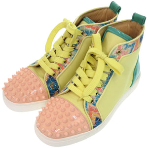新品同様 クリスチャンルブタン LOU SPIKES ORLATO FLAT レザー ラバー イエロー 黄 スニーカー 0366【中古】Christian Louboutin