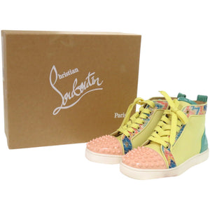 新品同様 クリスチャンルブタン LOU SPIKES ORLATO FLAT レザー ラバー イエロー 黄 スニーカー 0366【中古】Christian Louboutin