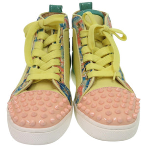 新品同様 クリスチャンルブタン LOU SPIKES ORLATO FLAT レザー ラバー イエロー 黄 スニーカー 0366【中古】Christian Louboutin