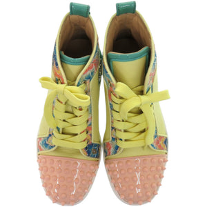 新品同様 クリスチャンルブタン LOU SPIKES ORLATO FLAT レザー ラバー イエロー 黄 スニーカー 0366【中古】Christian Louboutin