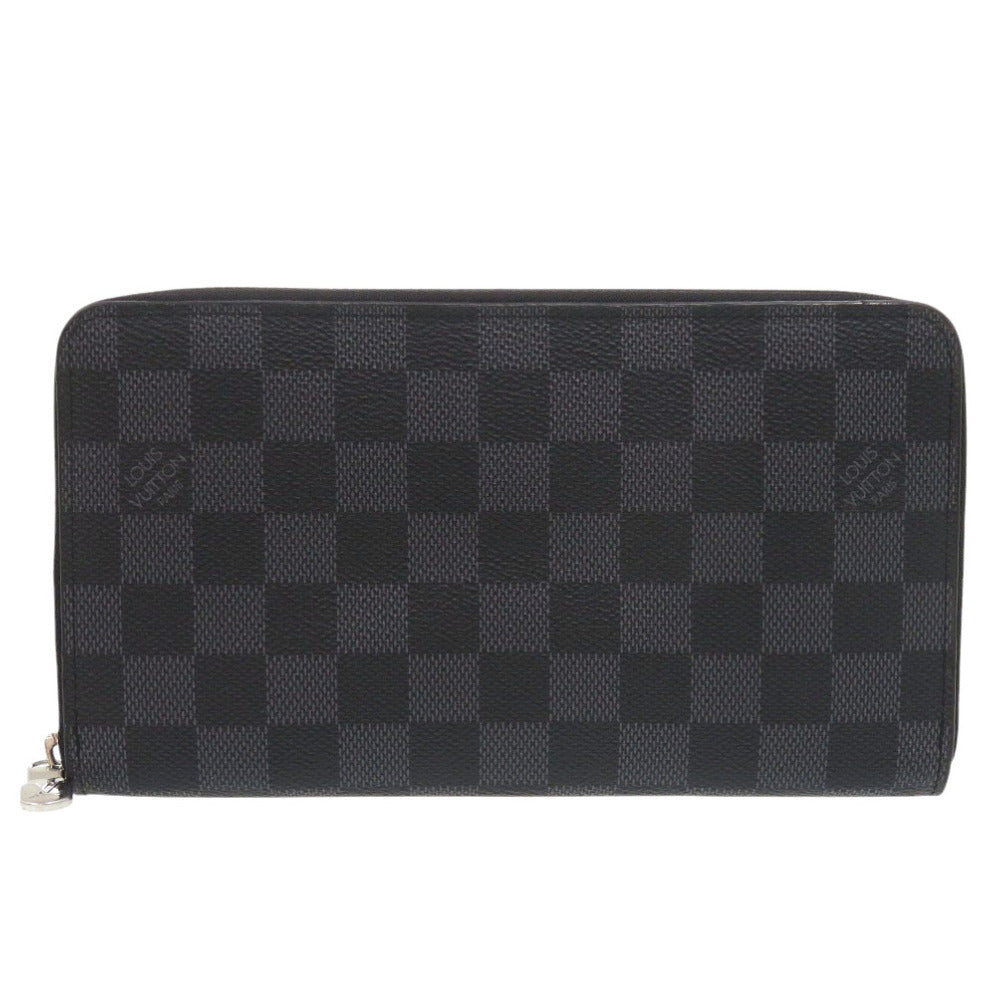 美品 ルイ ヴィトン ジッピーオーガナイザー N60111 ダミエグラフィットキャンバス ブラック 長財布 黒 LV 0370【中古】LOUIS VUITTON