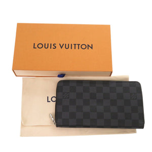 美品 ルイ ヴィトン ジッピーオーガナイザー N60111 ダミエグラフィットキャンバス ブラック 長財布 黒 LV 0370【中古】LOUIS VUITTON