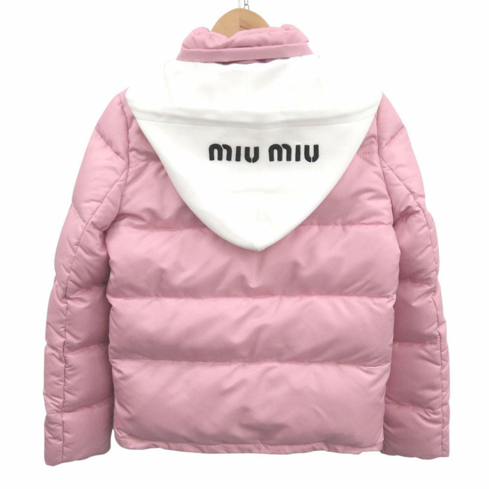 新品同様 ミュウミュウ ML565 1VZ6 サイズ40 ダウンジャケット ナイロン ピンク 0380【中古】MIUMIU