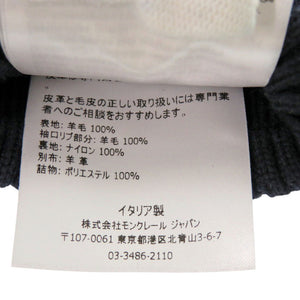 美品 モンクレール F20913A70000 ウール レザー ブラック Lサイズ ロゴワッペン 手袋 グローブ 黒 0381【中古】MONCLER メンズ