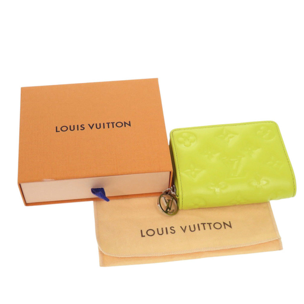 美品 ルイ ヴィトン ポルトフォイユ ルー M83210 モノグラム エンボス イエロー 二つ折り財布 LV 0386【中古】LOUIS VUITTON