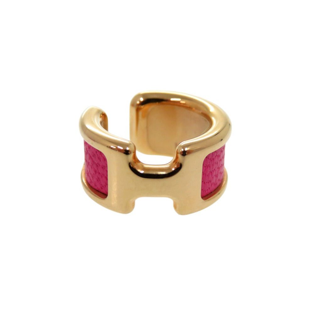 新品同様 エルメス オランプ PM Olympe PM イヤーカフ 片耳用 レザー メッキ ピンク 0395【中古】HERMES