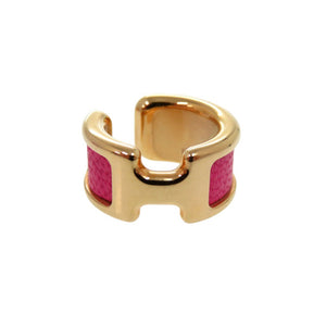 新品同様 エルメス オランプ PM Olympe PM イヤーカフ 片耳用 レザー メッキ ピンク 0395【中古】HERMES