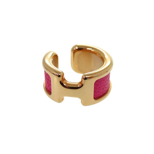 新品同様 エルメス オランプ PM Olympe PM イヤーカフ 片耳用 レザー メッキ ピンク 0395【中古】HERMES