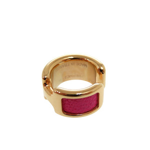 新品同様 エルメス オランプ PM Olympe PM イヤーカフ 片耳用 レザー メッキ ピンク 0395【中古】HERMES