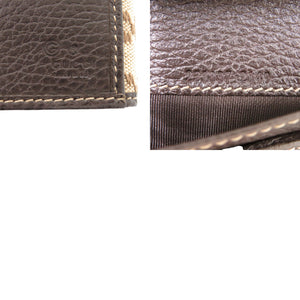 新品同様 グッチ ディアマンテ 231837 キャンバス レザー シルバー金具 ブラウン 茶 長財布 0398【中古】GUCCI