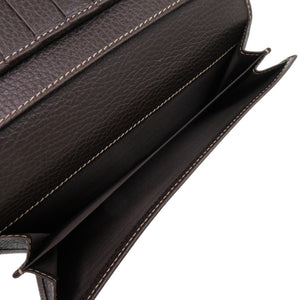 新品同様 グッチ ディアマンテ 231837 キャンバス レザー シルバー金具 ブラウン 茶 長財布 0398【中古】GUCCI