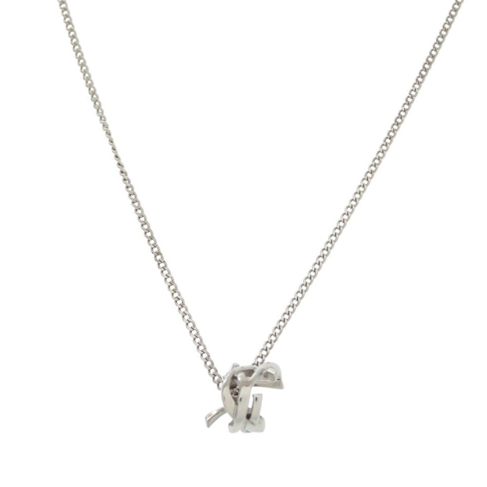 美品 サンローランパリ ツイスト モノグラム メタル シルバー ネックレス 0399【中古】SAINT LAURENT PARIS
