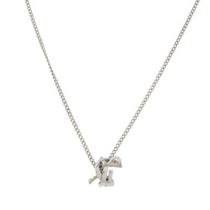 美品 サンローランパリ ツイスト モノグラム メタル シルバー ネックレス 0399【中古】SAINT LAURENT PARIS