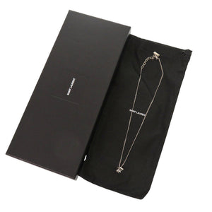 美品 サンローランパリ ツイスト モノグラム メタル シルバー ネックレス 0399【中古】SAINT LAURENT PARIS