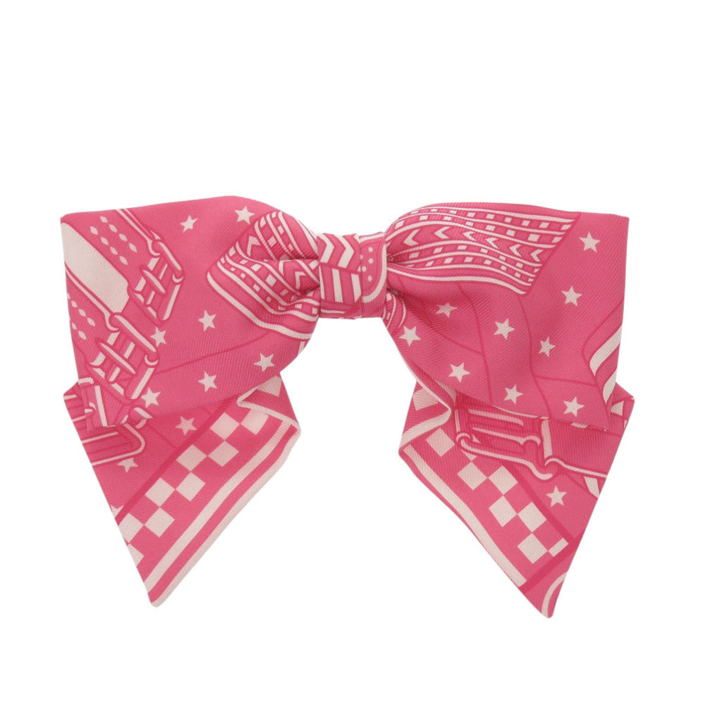 新品同様 エルメス グルネル PM ジグザグ リボン シルク ローズアザレ バレッタ ピンク 0409【中古】HERMES