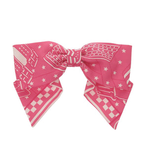 新品同様 エルメス グルネル PM ジグザグ リボン シルク ローズアザレ バレッタ ピンク 0409【中古】HERMES