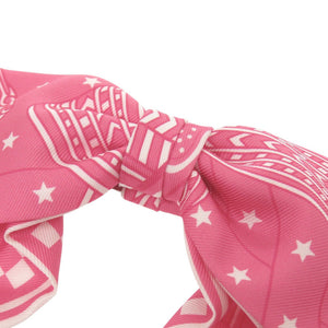 新品同様 エルメス グルネル PM ジグザグ リボン シルク ローズアザレ バレッタ ピンク 0409【中古】HERMES