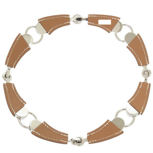 新品同様 エルメス エピュール エケストル ヴォーバレニア/メタル フォーヴ シルバー金具 W刻印(2024年製) ネックレス チョーカー 茶 0415【中古】HERMES レディース