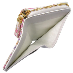 美品 クリスチャンディオール Caro スカーレット フラワー 98 MA 0214 カーフ ホワイト 白 二つ折り財布 0438【中古】Christian Dior