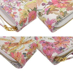 美品 クリスチャンディオール Caro スカーレット フラワー 98 MA 0214 カーフ ホワイト 白 二つ折り財布 0438【中古】Christian Dior