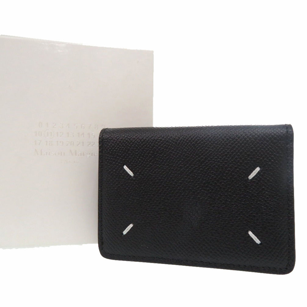未使用品 メゾン マルジェラ 4ステッチ スリーフォールドウォレット 三つ折り財布 ミニ財布 豆財布 SA2UI0005 レザー ブラック 0439【中古】Maison Margiela