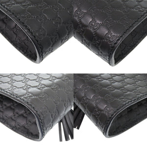 新品同様 グッチ マイクログッチシマ チェーン 449636 467891 レザー ブラック 黒 ショルダーバッグ 0449【中古】GUCCI