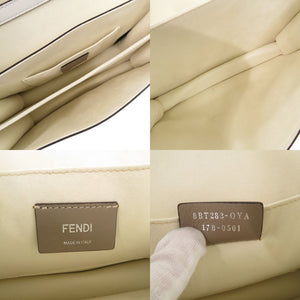 フェンディ キャナイ スタッズ レザー ホワイト ハンドバッグ 0455【中古】FENDI