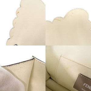 フェンディ キャナイ スタッズ レザー ホワイト ハンドバッグ 0455【中古】FENDI