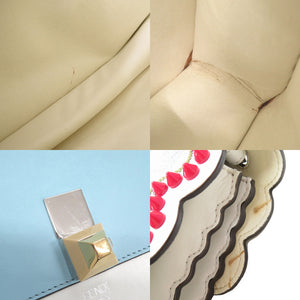 フェンディ キャナイ スタッズ レザー ホワイト ハンドバッグ 0455【中古】FENDI