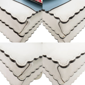 フェンディ キャナイ スタッズ レザー ホワイト ハンドバッグ 0455【中古】FENDI