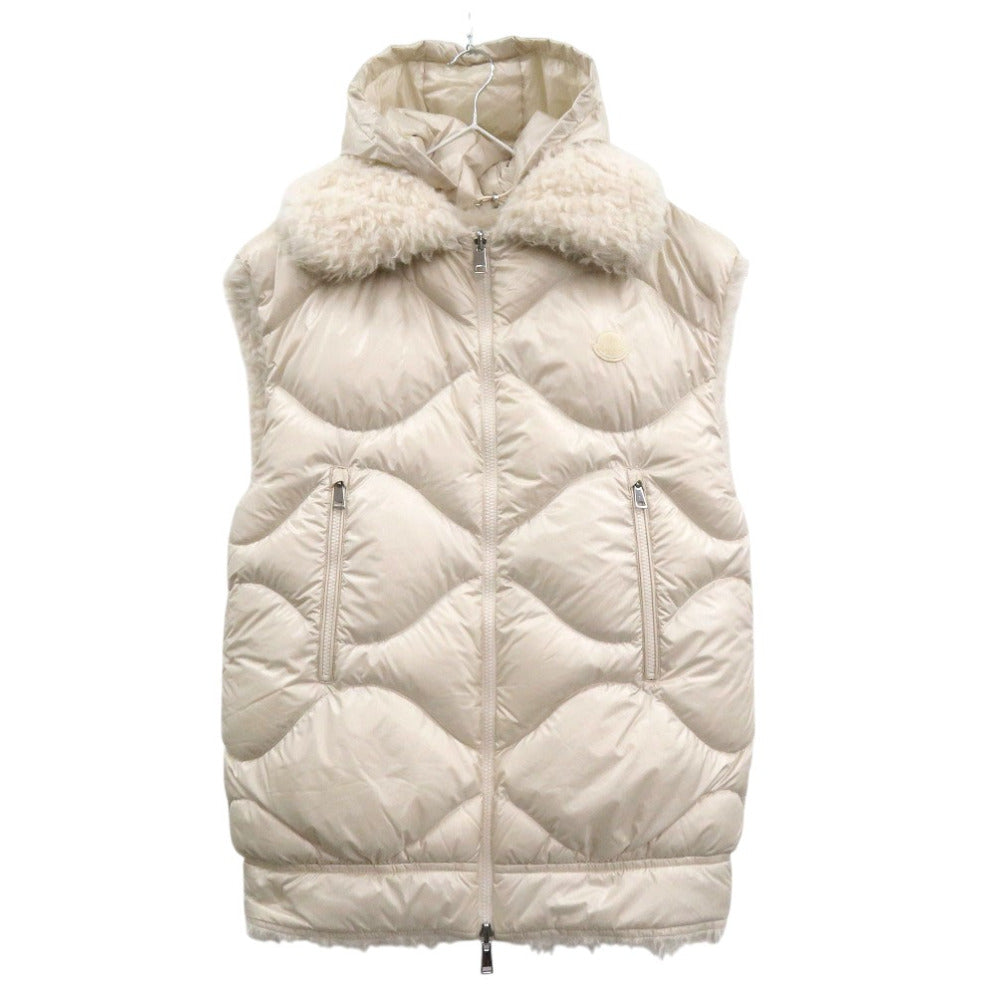 美品 モンクレール ACHARD GILET リバーシブル ジップアップ ダウンベスト ロゴワッペン エコファー H20931A00023 899PE ホワイト 0465【中古】MONCLER