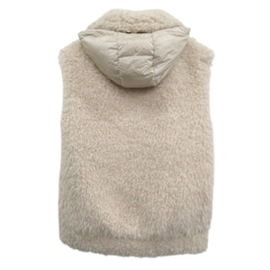 美品 モンクレール ACHARD GILET リバーシブル ジップアップ ダウンベスト ロゴワッペン エコファー H20931A00023 899PE ホワイト 0465【中古】MONCLER