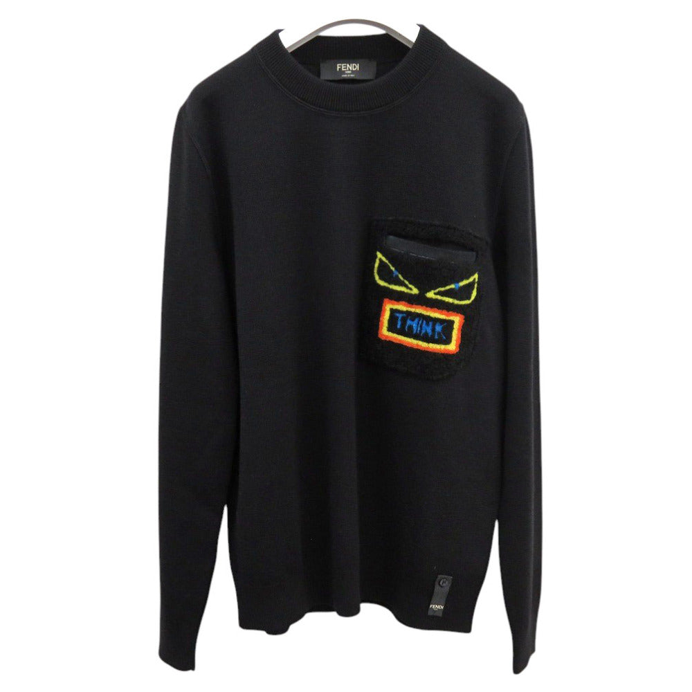 新品同様 フェンディ バッグバグズ モンスター FZZ113 ウール ブラック ニット 黒 0466【中古】FENDI