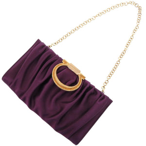 新品同様 サルヴァトーレフェラガモ ガンチーニ E0 21 B912 サテン パープル 紫 クラッチバッグ 0467【中古】Salvatore Ferragamo