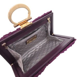 新品同様 サルヴァトーレフェラガモ ガンチーニ E0 21 B912 サテン パープル 紫 クラッチバッグ 0467【中古】Salvatore Ferragamo