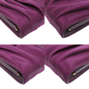 新品同様 サルヴァトーレフェラガモ ガンチーニ E0 21 B912 サテン パープル 紫 クラッチバッグ 0467【中古】Salvatore Ferragamo