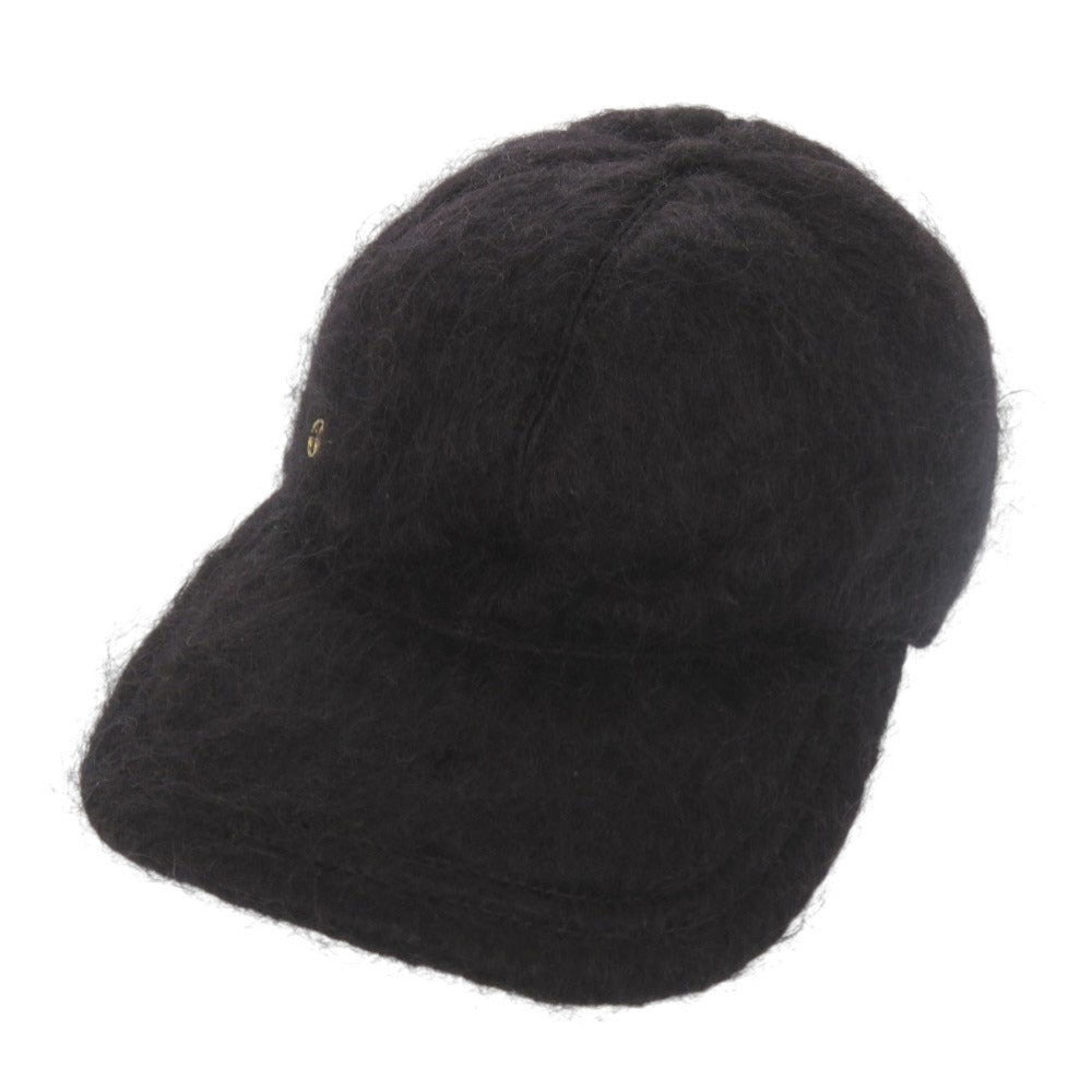 新品同様 グッチ GGロゴ ベースボールキャップ サイズM モヘア ウール ブラック 帽子 キャップ 黒 0469【中古】GUCCI