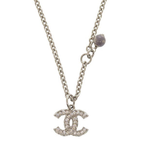 美品 シャネル ココマーク メタル ラインストーン フェイクパール シルバー ネックレス 0470【中古】CHANEL