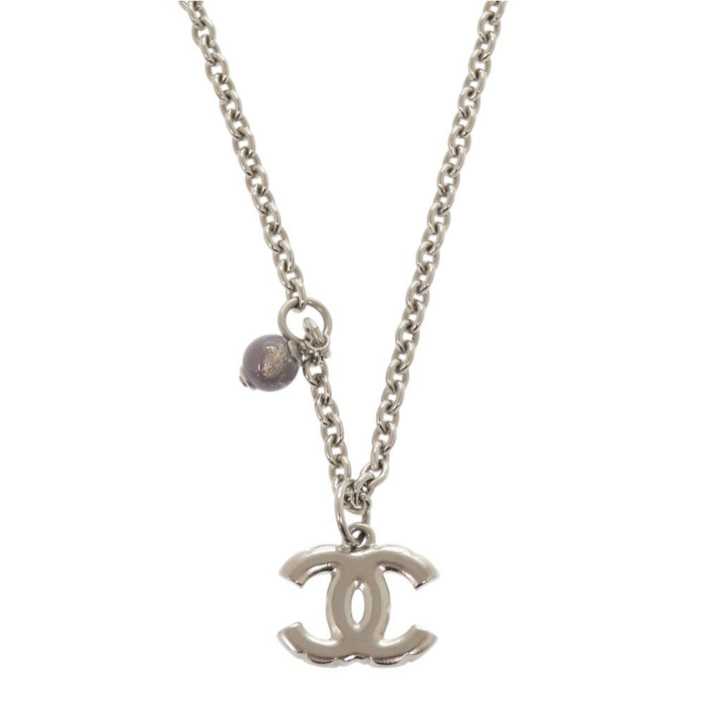 美品 シャネル ココマーク メタル ラインストーン フェイクパール シルバー ネックレス 0470【中古】CHANEL