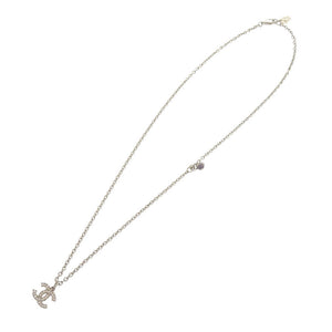 美品 シャネル ココマーク メタル ラインストーン フェイクパール シルバー ネックレス 0470【中古】CHANEL