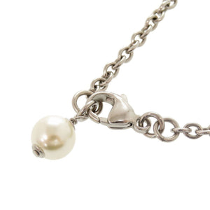 美品 シャネル ココマーク メタル ラインストーン フェイクパール シルバー ネックレス 0470【中古】CHANEL