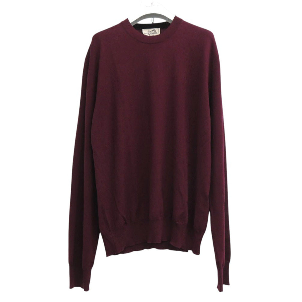 未使用品 エルメス ニットセーター 無地 長袖 ウール バーガンディ 0473【中古】HERMES
