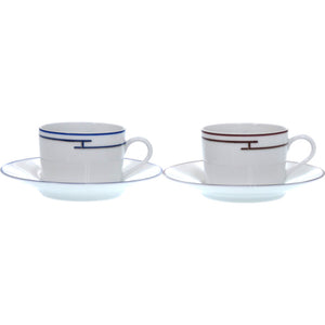 未使用品 エルメス カップ&ソーサー リズム 2個セット 食器 陶器 ブルー レッド 赤青 0506【中古】HERMES