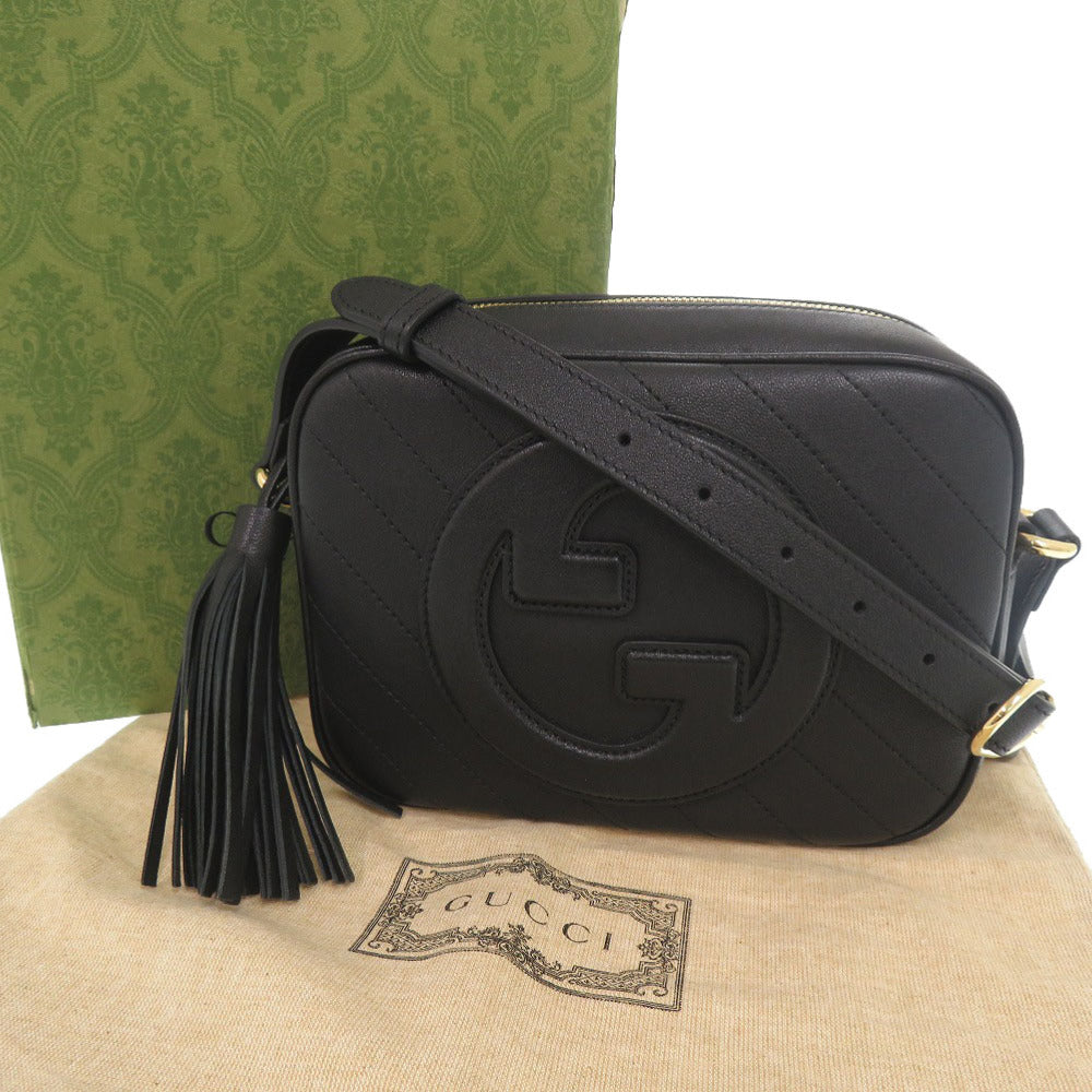 新品同様 グッチ ブロンディ 742360 レザー ブラック ショルダーバッグ 黒 0510【中古】GUCCI