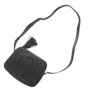 新品同様 グッチ ブロンディ 742360 レザー ブラック ショルダーバッグ 黒 0510【中古】GUCCI