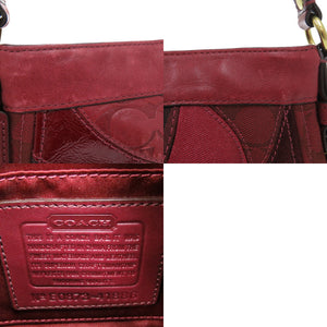 美品 コーチ パッチワーク ハンドバッグ レザー レッド 0512【中古】COACH