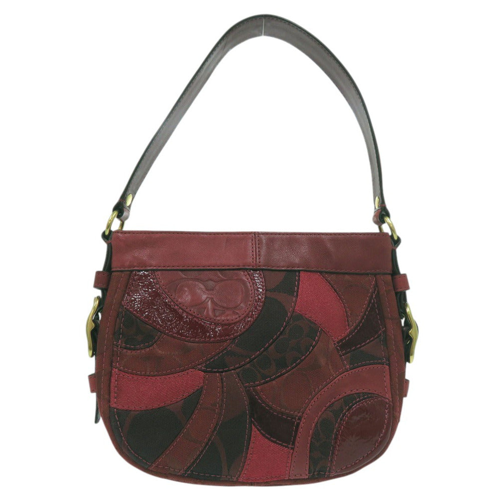 美品 コーチ パッチワーク ハンドバッグ レザー レッド 0512【中古】COACH