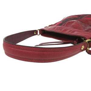 美品 コーチ パッチワーク ハンドバッグ レザー レッド 0512【中古】COACH