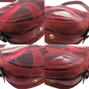 美品 コーチ パッチワーク ハンドバッグ レザー レッド 0512【中古】COACH
